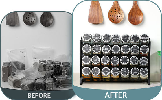 4 Lớp Sợi sắt lưới gia vị chậu giá cho nhà bếp tổ chức giá kích thước 30 * 9,8 * 23,3cm