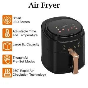 8L 1400W Smart Touch Screen Custom Oil Free Electric Deep Fryer Hot Air Fryer Thích hợp