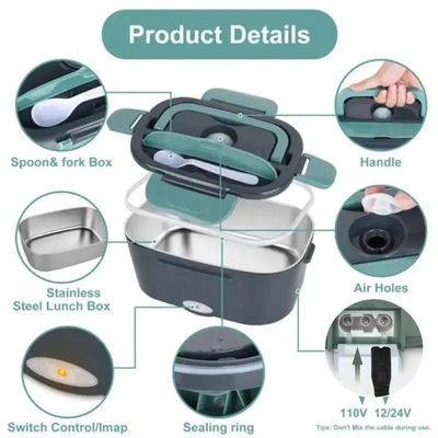 1.5L Capacity Stainless Steel Electric Food Warmer Lunch Box cho các bữa ăn trên đường đi của bạn