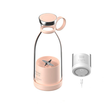 Máy pha trộn nước trái cây USB có thể sạc lại 350ml 4 lưỡi màu hồng Mini Electric cho du lịch
