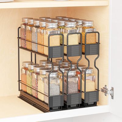 Tổ chức phòng tắm của bạn hiệu quả với 2 lớp trượt kéo ra Spice Rack Organizer