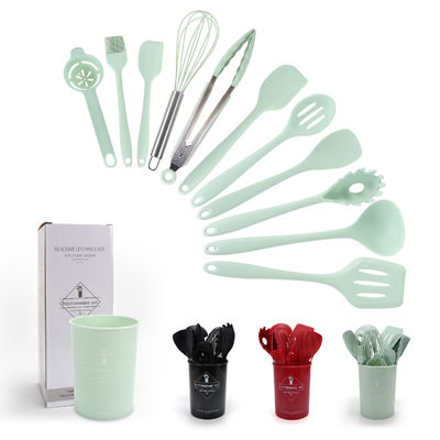Sản phẩm nấu ăn silicone Spatula Set với thùng lưu trữ 12 miếng đồ nấu ăn không dính