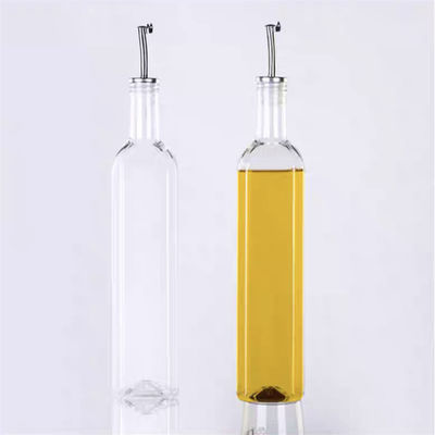 Kính màu xanh đậm chai dầu bếp với ống xăng thép không gỉ đường hầm vuông 500ml 2pcs