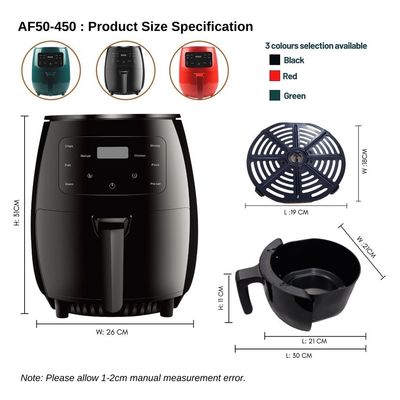 2L 3L 3.5L 4.5L 5L 5.5L 7L 7.7L 8L 10L 12L Digital Electric Air Fryer cho các nhà cung cấp OEM / ODM
