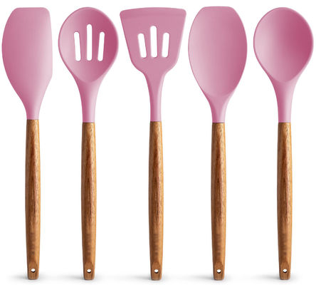 Bộ dụng cụ nấu ăn nhiệt độ cao cho nhà bếp 5 miếng không dính Silicone Spatula Spoon
