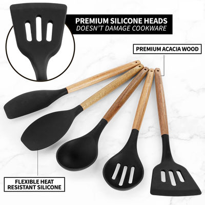 Bộ dụng cụ nấu ăn nhiệt độ cao cho nhà bếp 5 miếng không dính Silicone Spatula Spoon