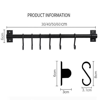 Sản phẩm mới Hooks 30cm Metal Rod Không đục gạo lưu trữ đồ dùng bếp treo