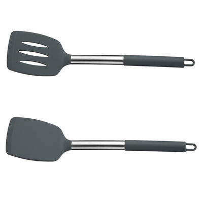 Nấu ăn thiết yếu Spatula không dính và muỗng rò rỉ được đặt với thanh thép không gỉ