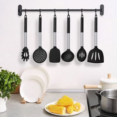 Nấu ăn thiết yếu Spatula không dính và muỗng rò rỉ được đặt với thanh thép không gỉ