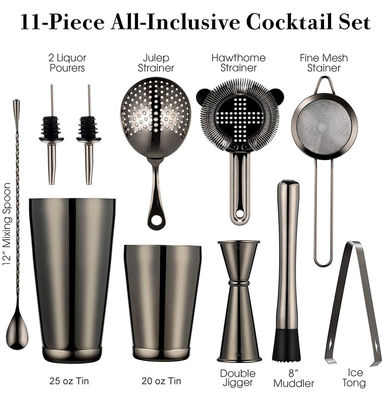 Thiết kế cổ điển 11 bộ Bartender Kit Cocktail Smoker Set 750ml/600ml để sản xuất