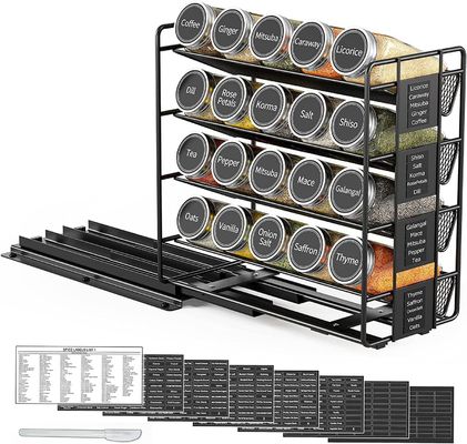 25.6*13*26cm Đen bếp trượt đường sắt gia vị rack nhiều lớp lưu trữ sắt tổ chức