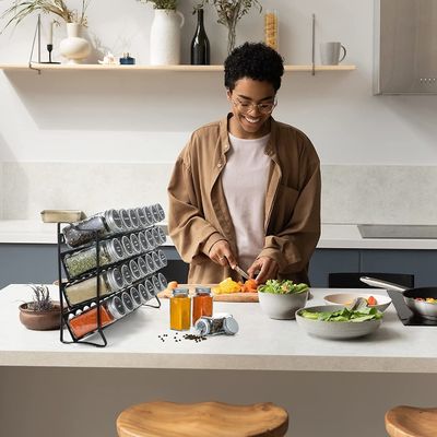 3-Tier Spice Rack Standing Type Metal Seasoning Bottle Organizer cho quầy nhà bếp