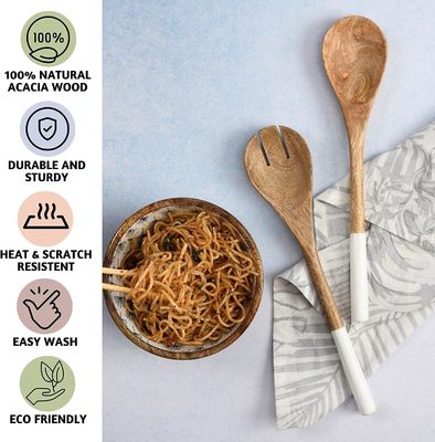 5 mảnh Acacia gỗ nhà bếp nấu ăn Set muỗng Spatula fork Slotted Turner góc muỗng