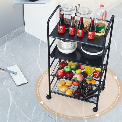 5-Layer Rotating Carbon Steel Trolley Căn bếp kệ với cấu trúc vuông và bánh xe
