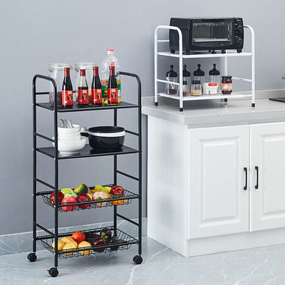 5-Layer Rotating Carbon Steel Trolley Căn bếp kệ với cấu trúc vuông và bánh xe