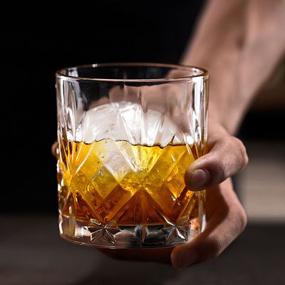 340ml Luxury Clear Rock Design Glass Graved Crystal Luxury Whiskey Beer Glass Cup (Tấm thủy tinh khắc đá tinh khiết)