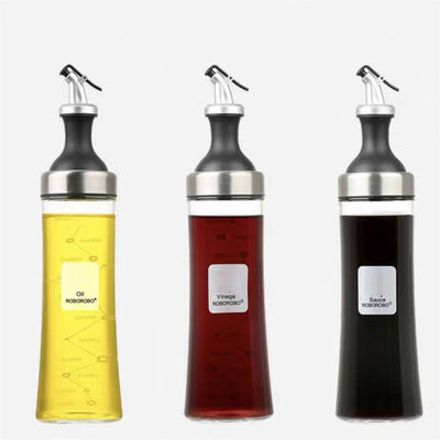 Nhà hàng cao Borosilicate Glass Oil Jar Set với vòi phun cong và kiểm soát dầu đo được cung cấp