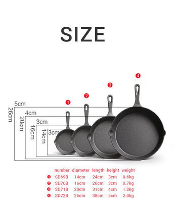 Chất nấu ăn bền vững không dính trước được gia vị bằng Cast Iron Skillet Black cho ngoài trời