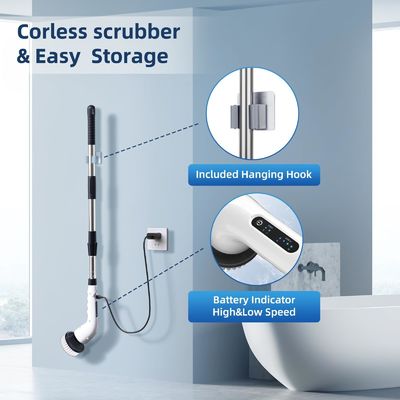 9 Đầu có thể thay thế không dây bồn tắm Power Scrubber cho hộ gia đình làm sạch bàn chải