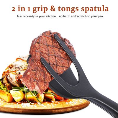 2 trong 1 Spatula Tong cho công cụ nấu ăn trứng đen Flipper Tong bánh nướng cá bánh nướng Pháp