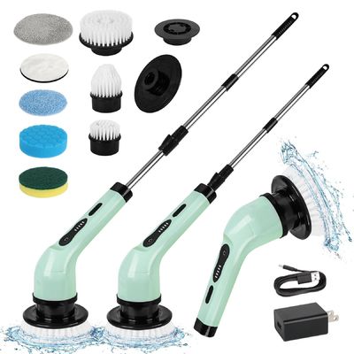 9 Đầu bàn chải có thể thay thế Máy rửa xoay điện với tay cầm có thể tháo rời được điều chỉnh