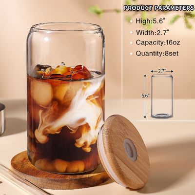 Lễ hội Morden Luxury 16oz Clear Glass Mason Jug với nắp tre và rơm