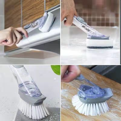 Công cụ nhà bếp Tẩy rửa bàn chải 2 trong 1 Bàn chải rửa chén với tay cầm dài và bọt biển