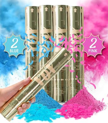 Những khẩu pháo bột confetti 100% phân hủy sinh học hoàn hảo cho đồ dùng cho bữa tiệc tiết lộ giới tính.