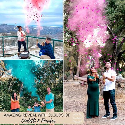 Những khẩu pháo bột confetti 100% phân hủy sinh học hoàn hảo cho đồ dùng cho bữa tiệc tiết lộ giới tính.