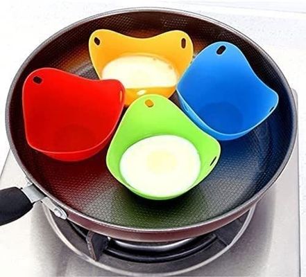 Logo tùy chỉnh Silicone Microwave Egg Poacher Cups cho Perfect Poached Eggs 9cm đường kính