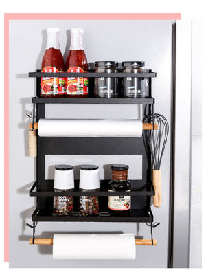 4 Tier Máy tổ chức tủ lạnh từ tính cho máy giữ khăn giấy bếp 5 móc và dung lượng 2.6KG