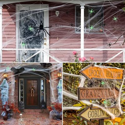 Polyester Spider Web Cotton Thread Trang trí nhà ma ám cho Halloween Party Props