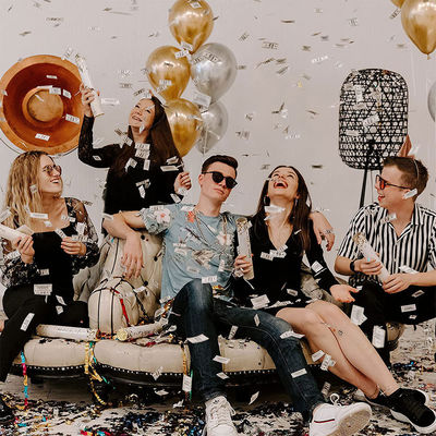 30cm Custom Logo Vàng kim loại Confetti Cannon cho lễ kỷ niệm và dịp đặc biệt