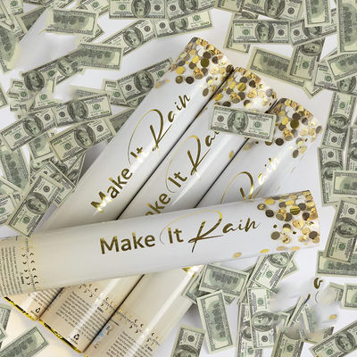 Tiền Confetti Đồ dùng bữa tiệc cầm tay Confetti Cannon với Logo tùy chỉnh chai sắt