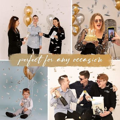 Tiền Confetti Đồ dùng bữa tiệc cầm tay Confetti Cannon với Logo tùy chỉnh chai sắt