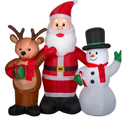 Ngoài trời Giáng sinh chiếu sáng Santa Sleigh Arch với người tuyết Gingerbread Tree Inflatables