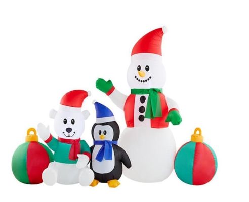 Ngoài trời Giáng sinh chiếu sáng Santa Sleigh Arch với người tuyết Gingerbread Tree Inflatables