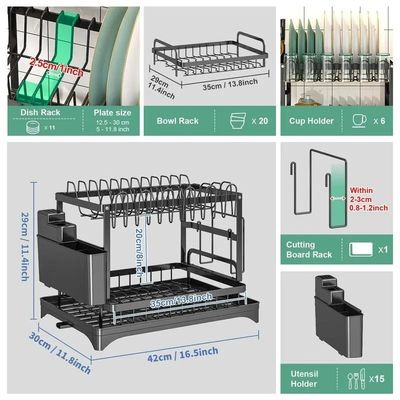 85*32*15cm Metal Dish Drainer Organizer Rack để làm khô đĩa bền vững và vệ sinh