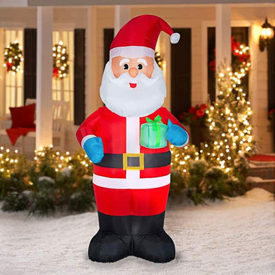 Trong nhà ngoài trời vườn đồ trang trí Giáng sinh 6ft Natal Inflatables Santa Claus Với đèn LED xanh lá cây