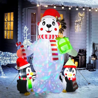 Trong nhà ngoài trời vườn đồ trang trí Giáng sinh 6ft Natal Inflatables Santa Claus Với đèn LED xanh lá cây