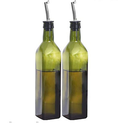 Green Glass Oil Drizzler 500ml để nấu ăn trong nhà bếp với ống phun thép không gỉ