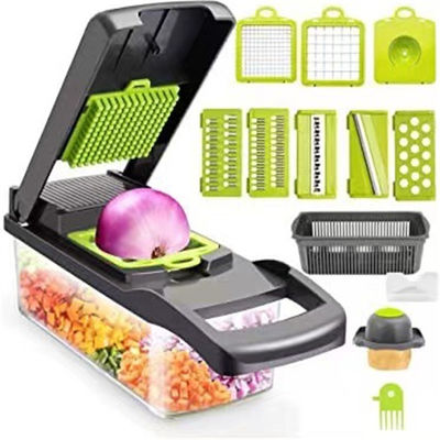 Các công cụ rau quả bán chạy nhất phụ kiện nhà bếp 12 trong 1 thực phẩm Dicer Chiếc cắt hành tây