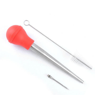 304 Stainless Steel Silicone Drip Oil Seasoning Tube cho BBQ Turkey Needle trong Balck
