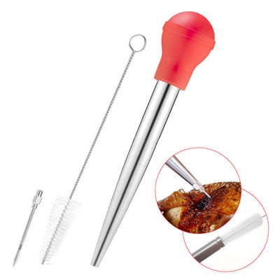 304 Stainless Steel Silicone Drip Oil Seasoning Tube cho BBQ Turkey Needle trong Balck