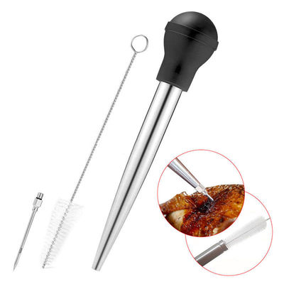304 Stainless Steel Silicone Drip Oil Seasoning Tube cho BBQ Turkey Needle trong Balck