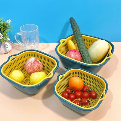Cất giữ rau Căn hộ 6pcs 2 lớp nhựa nhiều nước cống sạch cống giỏ