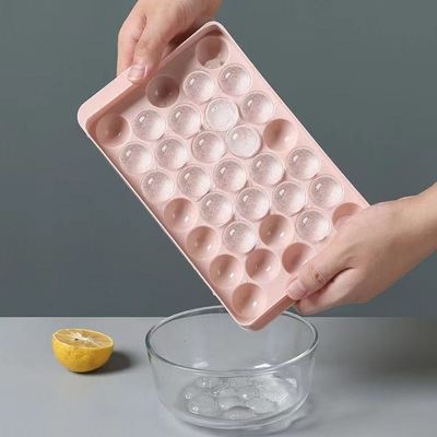 33 Khoang vòng tròn quả bóng đá cube khay hình cầu đá sản xuất khuôn với nắp