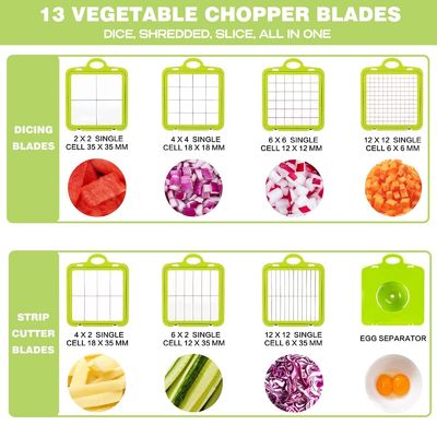 22pcs Vegetable Slicer Dicer với tay cầm giỏ cống và người cắt Mandoline bền vững