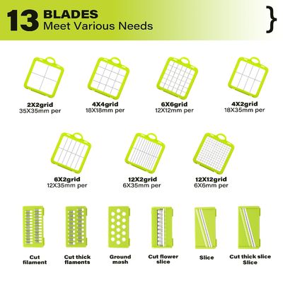 22pcs Vegetable Slicer Dicer với tay cầm giỏ cống và người cắt Mandoline bền vững