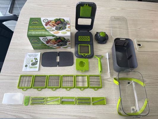 22pcs Vegetable Slicer Dicer với tay cầm giỏ cống và người cắt Mandoline bền vững